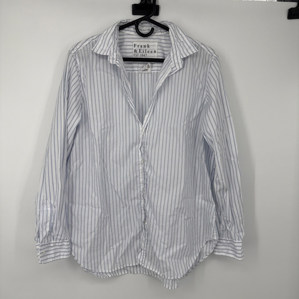 Frank & Eileen Frank Shirt Blue White Stripe Cotton Coastal Preppy Minimal XL
